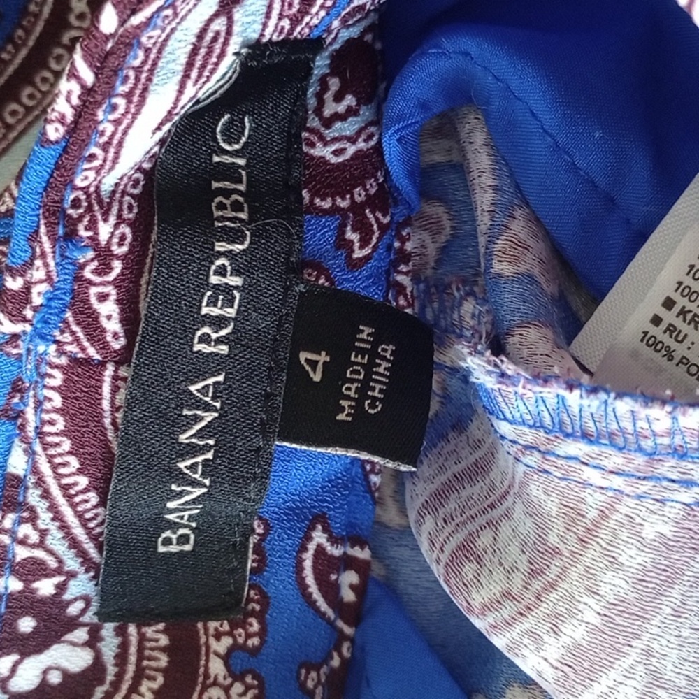 Brand New Banana Republic Paisley Print Blue Pants - Picture 5 of 6
